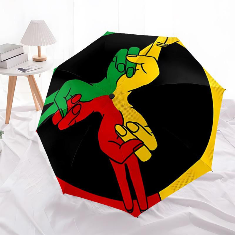 1 Stück Rasta Handzeichen Automatischer Regenschirm | Tragbar Faltbar 8 Speichen Manuell Öffnend, Süßes Halloween & Weihnachtsgeschenk für Draußen, Lässiges Accessoire, Langlebig C