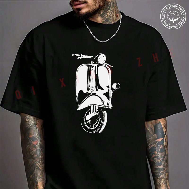 Moto Men's T-shirt Vintage Scooter PX Accessories Cotton T Shirt Short Sleeve Exquisite Design