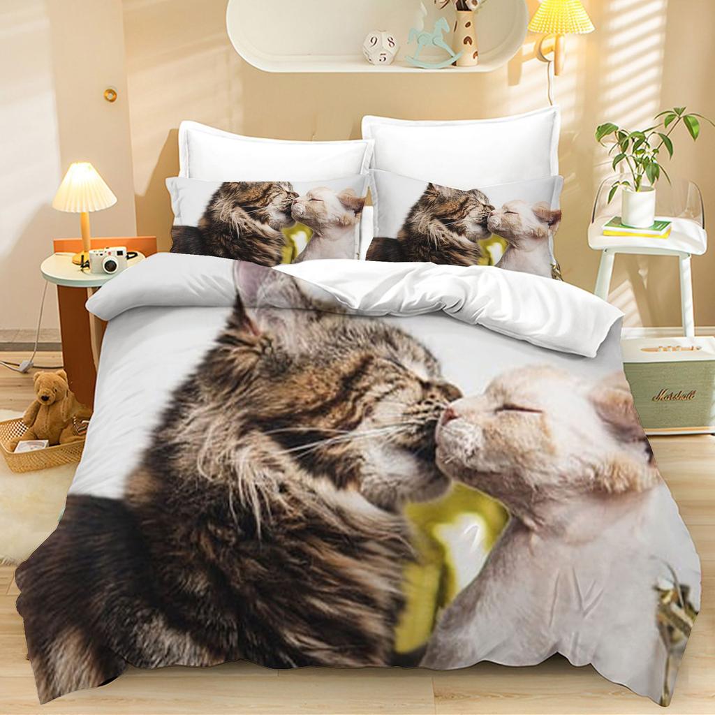 3D Valentine's Day Duvet Cover 2/3 Pieces Romantic Love Bedding Set AU/DE/EU Full Size Luxury Duvet Cover Polyester Soft Couple Cover