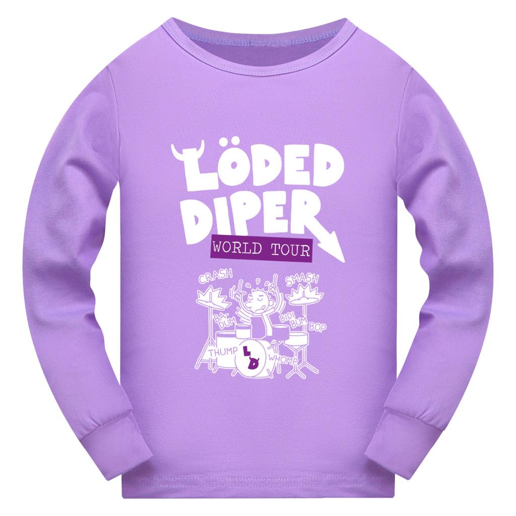 5527 Kids Boys Girls Loded Diper Print Long Sleeves T-Shirt 110cm фиолетовый