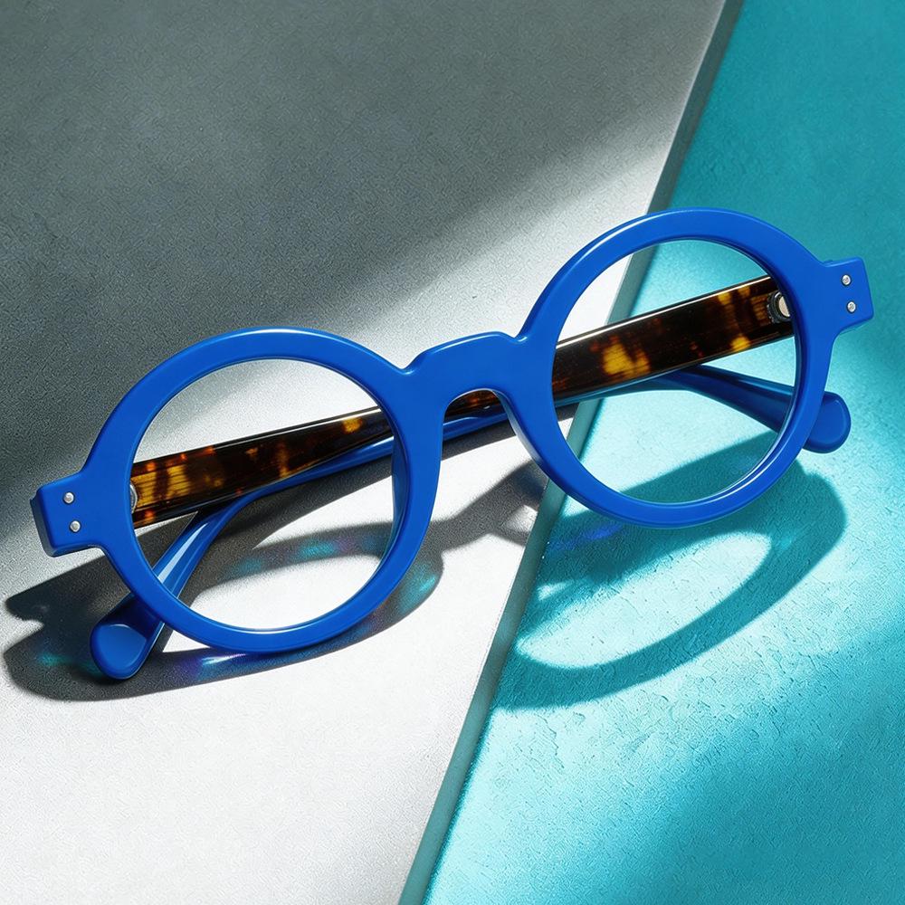 Handgefertigte Retro-Rundbrille aus Acetat - Leicht, Künstlerisch, Trendiges Design in Mehreren Farben. Multiple Refractive Index Options Available