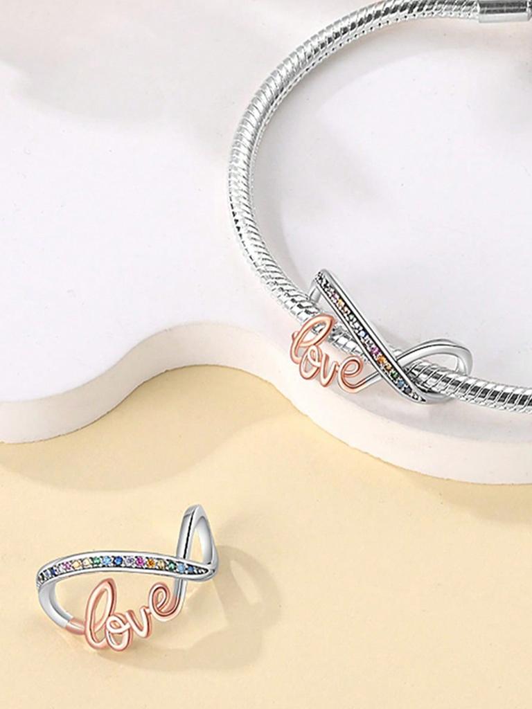 Charms Plata Sweet Diamond Heart Beads Charm Copper Plated Fit Charms Copperoriginal Bracelet For Jewelry Making Diy Charm