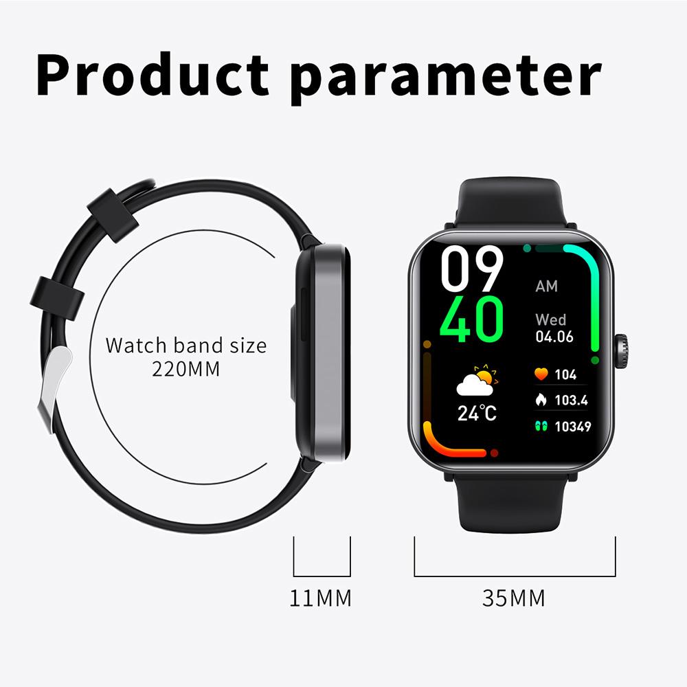 F57pro Smart Watch with Heart Rate, Blood Pressure Monitoring, Bluetooth-compatible Call, Sports Bracelet, Silicone Strap