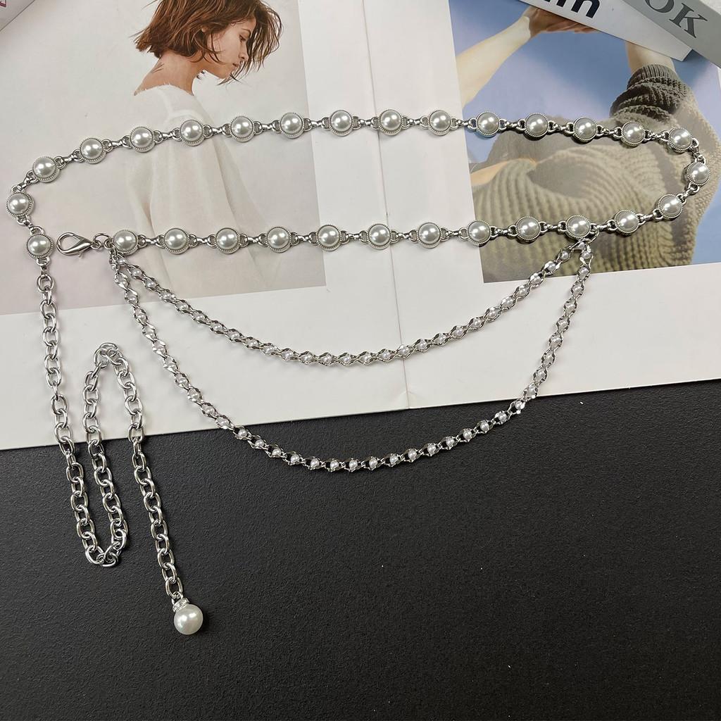 French Pearl Waist Chain For Women Metal Chain Belt Elegant Fashion Accessory Gift For Young Adults