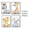 TLS Cute Animal Baby Lion Elephant Zebra Art Canvas Poster Painting Kids Room Decor