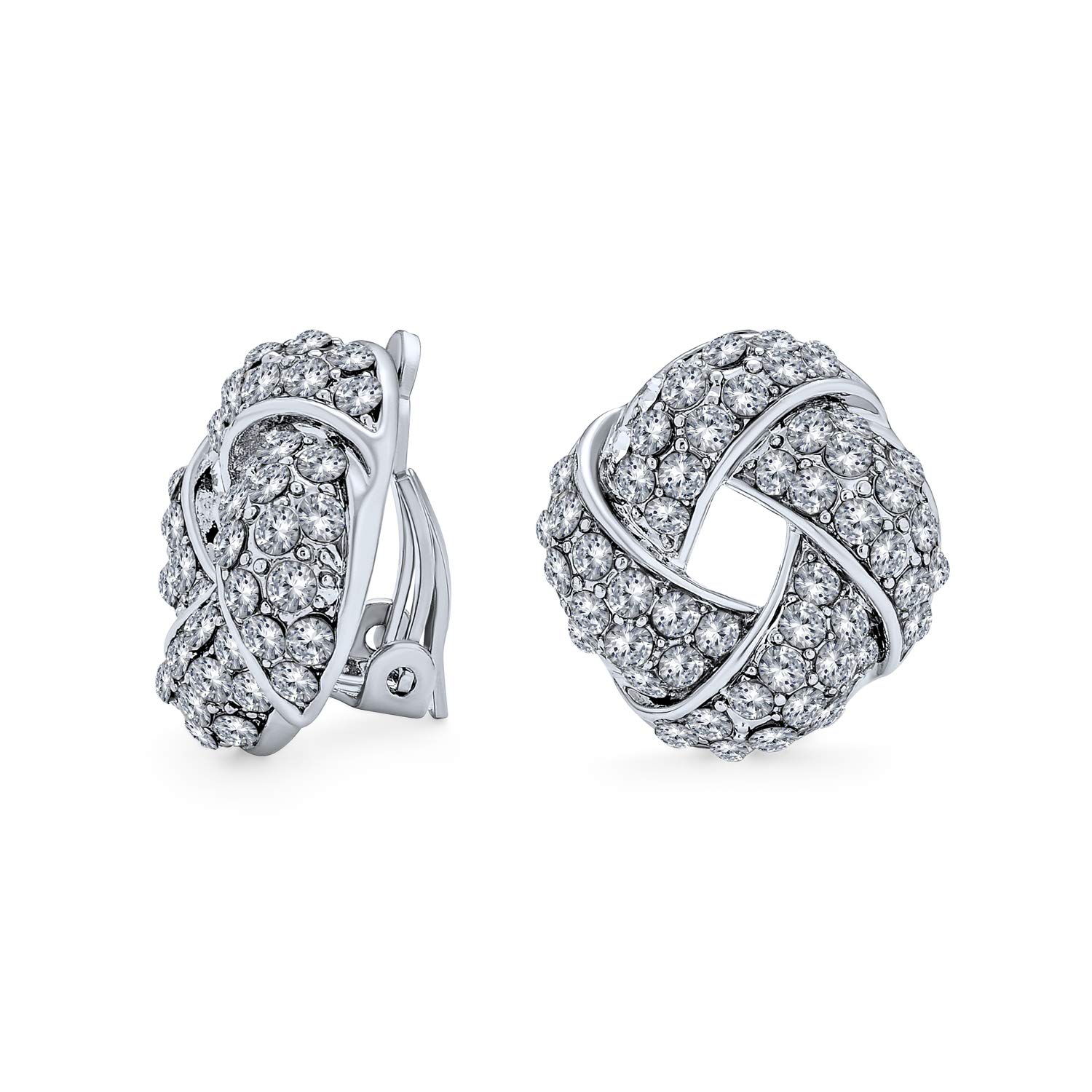 

Свадебные милые серьги-клипсы с фианитами в форме узелка любви [Bling Jewelry]