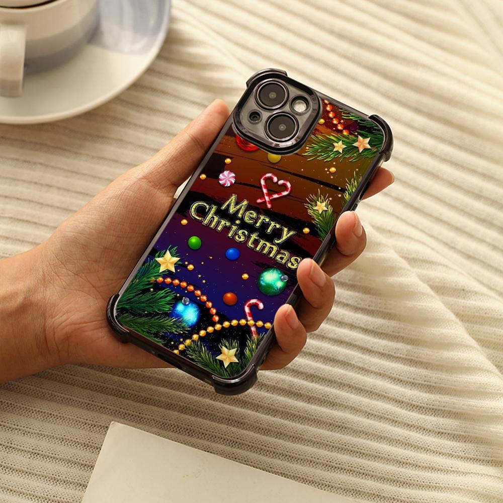 Ae119 Merry Christmas Santa art design Electroplated TPU Phone Cases for iPhone 16 15 13 11 Pro Max 14 XR Infinix Smart 8 Four Corner Protection Cover