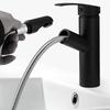 TLXT Wall-Mounted Black Pull-Out Kitchen Faucet