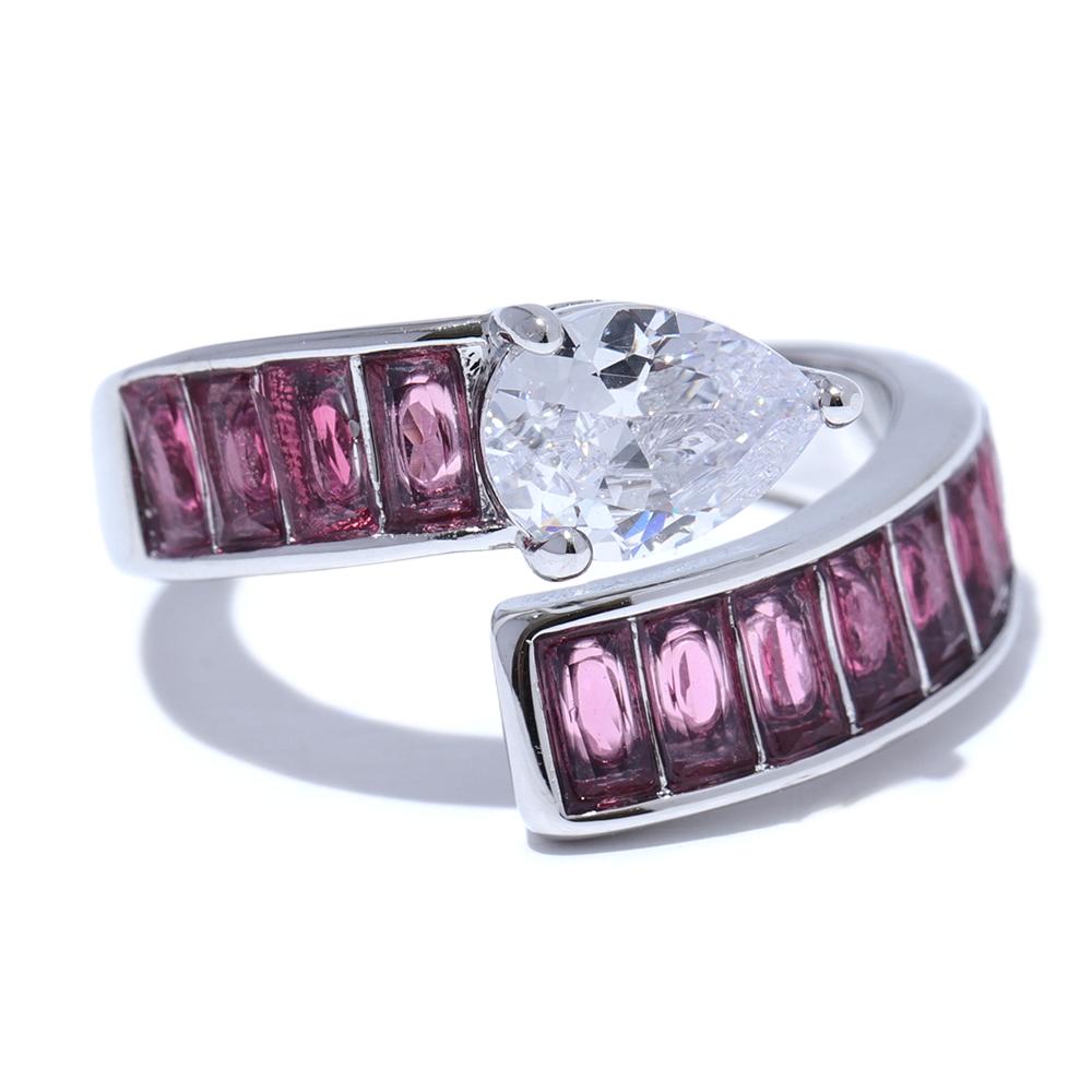 Yhpup High-Grade Colorful Shiny Cubic Zirconia Stainless Steel Gold Color Luxury Ring 18K Plated Fashion Finger Jewelry Women