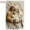 Vintage Metal Wall Art Religious Icon Poster with Flowers Home Decor