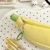 Banana-Print Plush Storage Pouch, Cute Protective Case, Portable Cartoon Camera Bag, Stationery Organizer