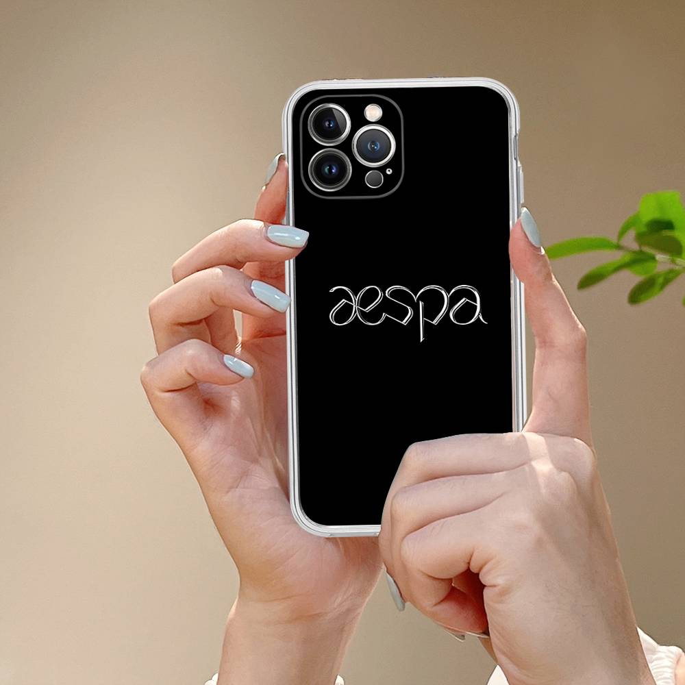 KPOP A-aespa For IPhone 11 12 13 14 15 16 17 Pro Max Plus Air Transparent Clear Shockproof Case