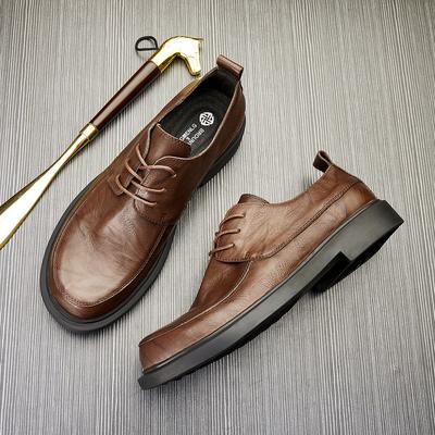 Leather Shoes Men'S Fashion Leather Casual Shoes Round Head Business Shoes Versatile British Style Tooling Shoes Low Top Trend Shoes