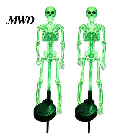 Wasserdichte Rasenpfähle Solar Skelett Gartenpfahl Licht, Halloween 3D Leuchtender Schädel Vorgarten Spukige Displays Dekoration mit LED, Außenlampe