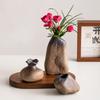 Vintage-Keramikvase in unregelmäßiger Steinform, Hydrokultur-Blumentopf für Trocken- und Frischblumen, kreative Schreibtischdekoration
