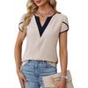 JPNTKY Women's Fashion Casual V-Neck Short Sleeve Blouses & Shirts