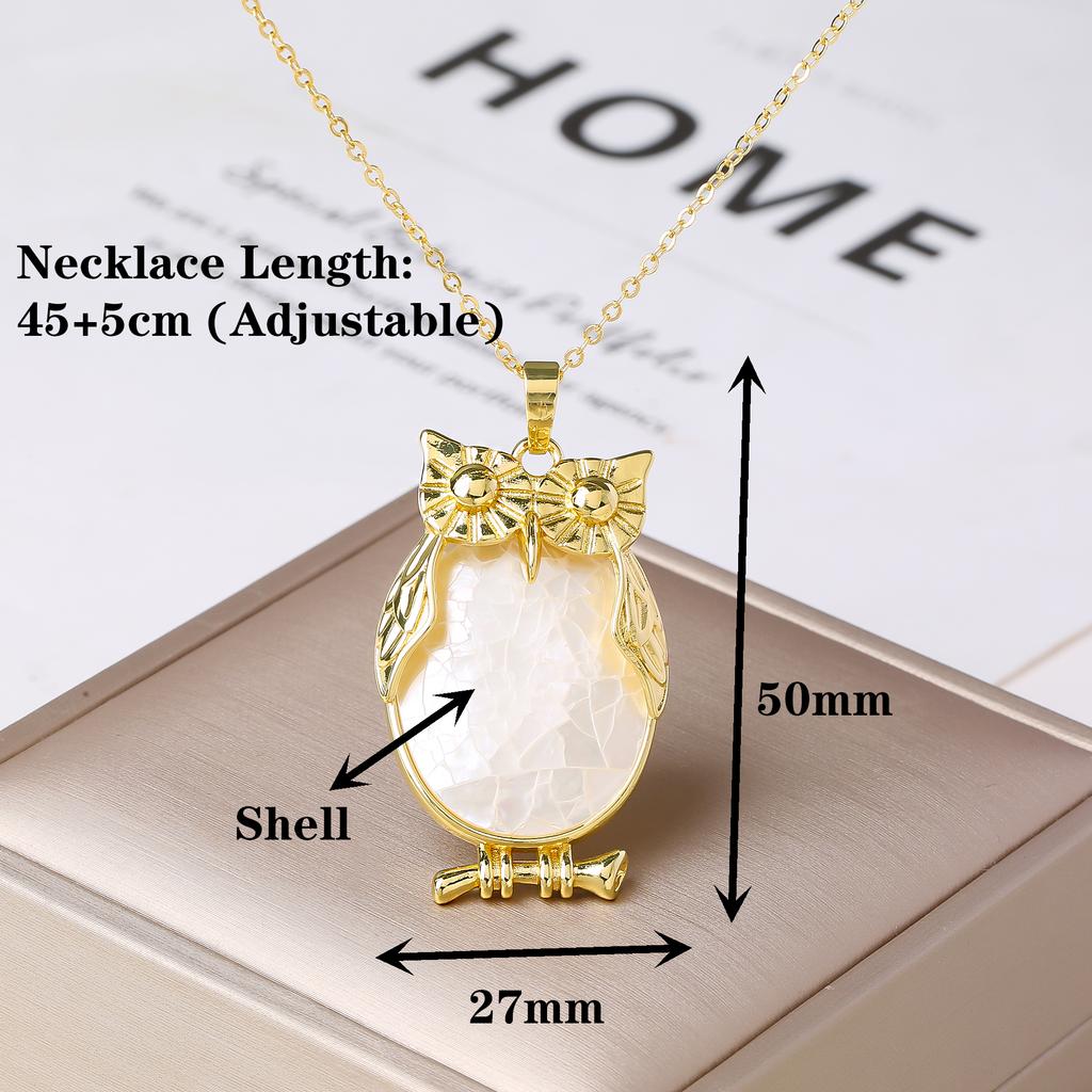 Gold/Sliver New Fashion Abalone Shell Pendant Necklace Cute Owl Turtle Tree of Life Charm Necklace for Women Party Jewelry Gift