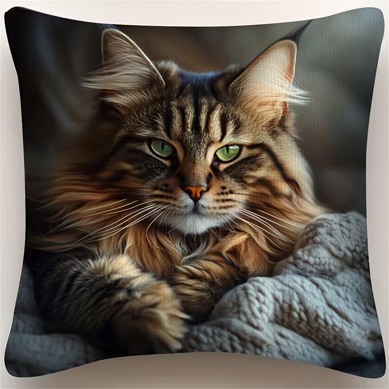 Cute Animals Print Pillowcase: 2D Flat Printing, Non-real Embroidery, Night Sofa  Night Sofa Cushion
