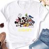 2025 Disney Top Casual Bianco a Manica Corta con Girocollo e Stampa Moda Top Mickey Minnie Mouse per Abbigliamento Donna Ragazza