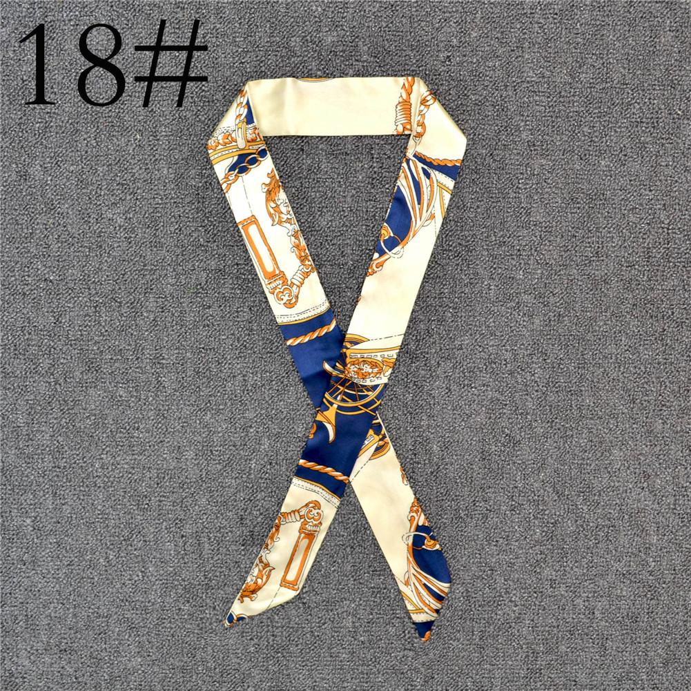 Fashion Color Printing Long Silk Scarf Women Ribbon Neckerchief Print 4cm Thin Narrow Scarves Bag Hair Band Ribbon Headscarve