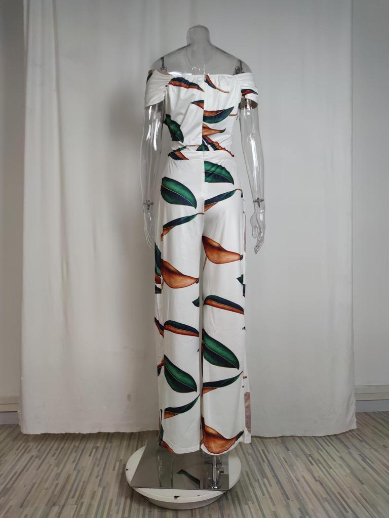 Chic One-Shoulder Printed High-Waisted Women's Jumpsuit