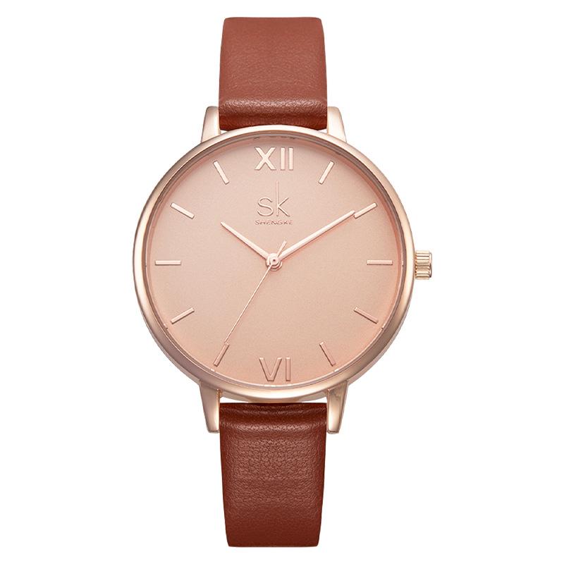 SK Women s High-End Leather Quartz Watch - Simple, Elegant Design, Popular Model 0039