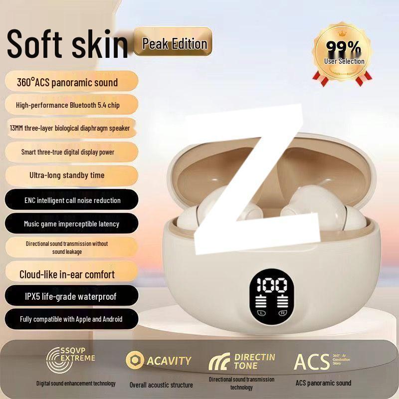 

Bluetooth Earphones: Long Battery, Low Latency, In-Ear, Wireless with Digital Display for Smartphones