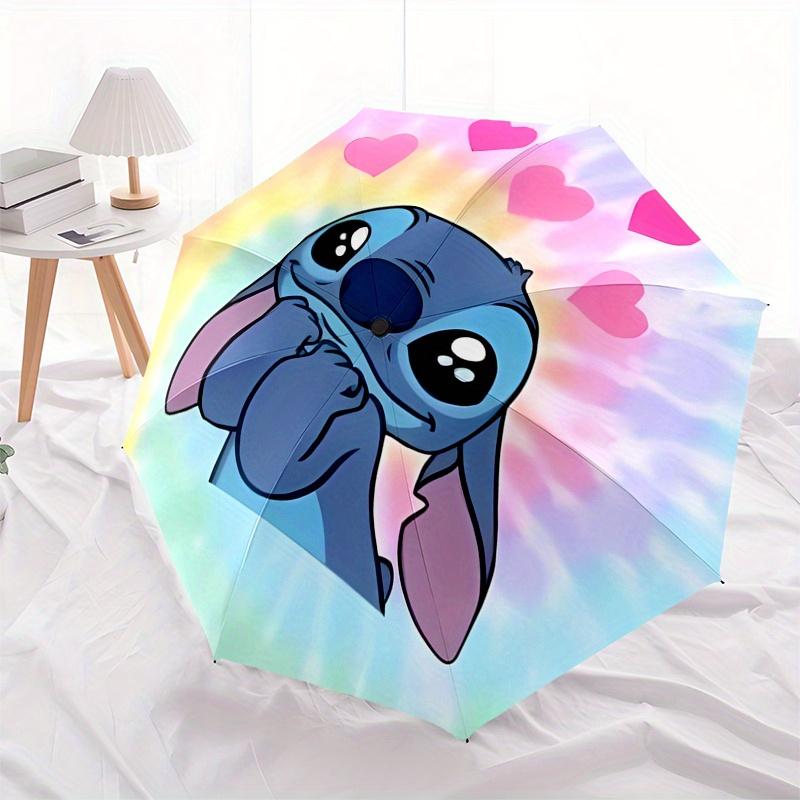 Stitch,Hearts Automatic Umbrella - Tri-fold Portable Umbrella, Best Holiday Gift for Men and Women, Durable Iron Frame, Playful Design, Stur