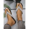 Été, Vacances, Dames, Tongs, Étincelantes, Strass, Plage, Pantoufles de mariage, Semelle épaisse, Talon compensé, Chaussures pour femmes