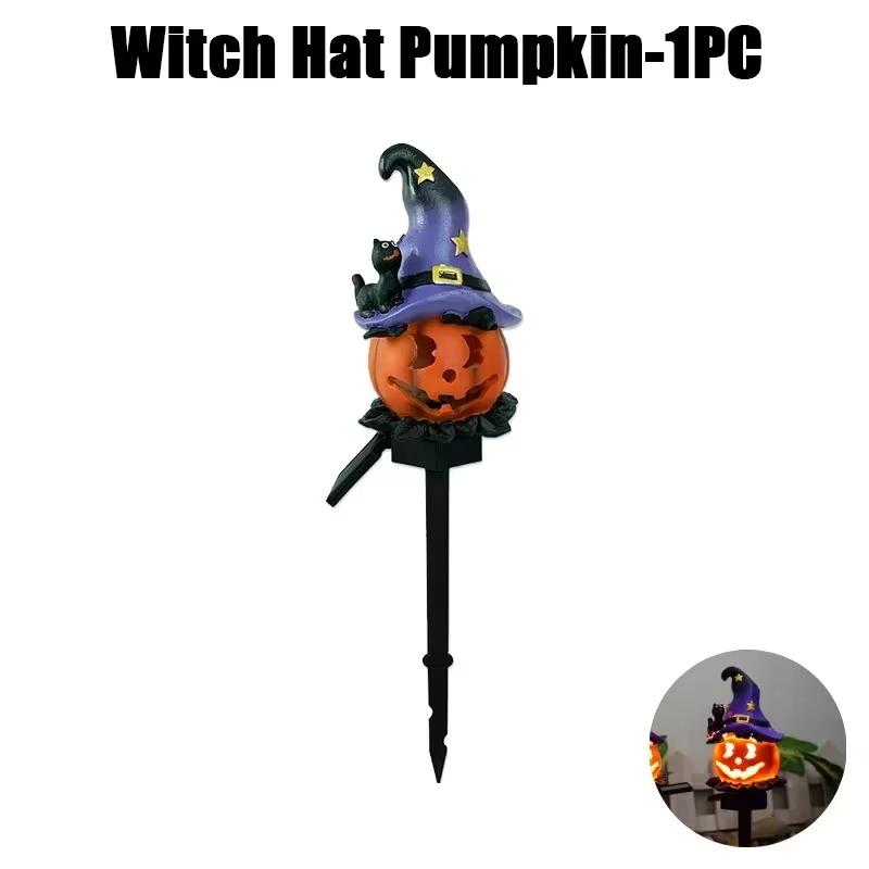 5PCS Solar Halloween Decoration Outdoor Lights Creative Atmosphere Waterproof Courtyard Garden Decoration Resin Pumpkin Lantern