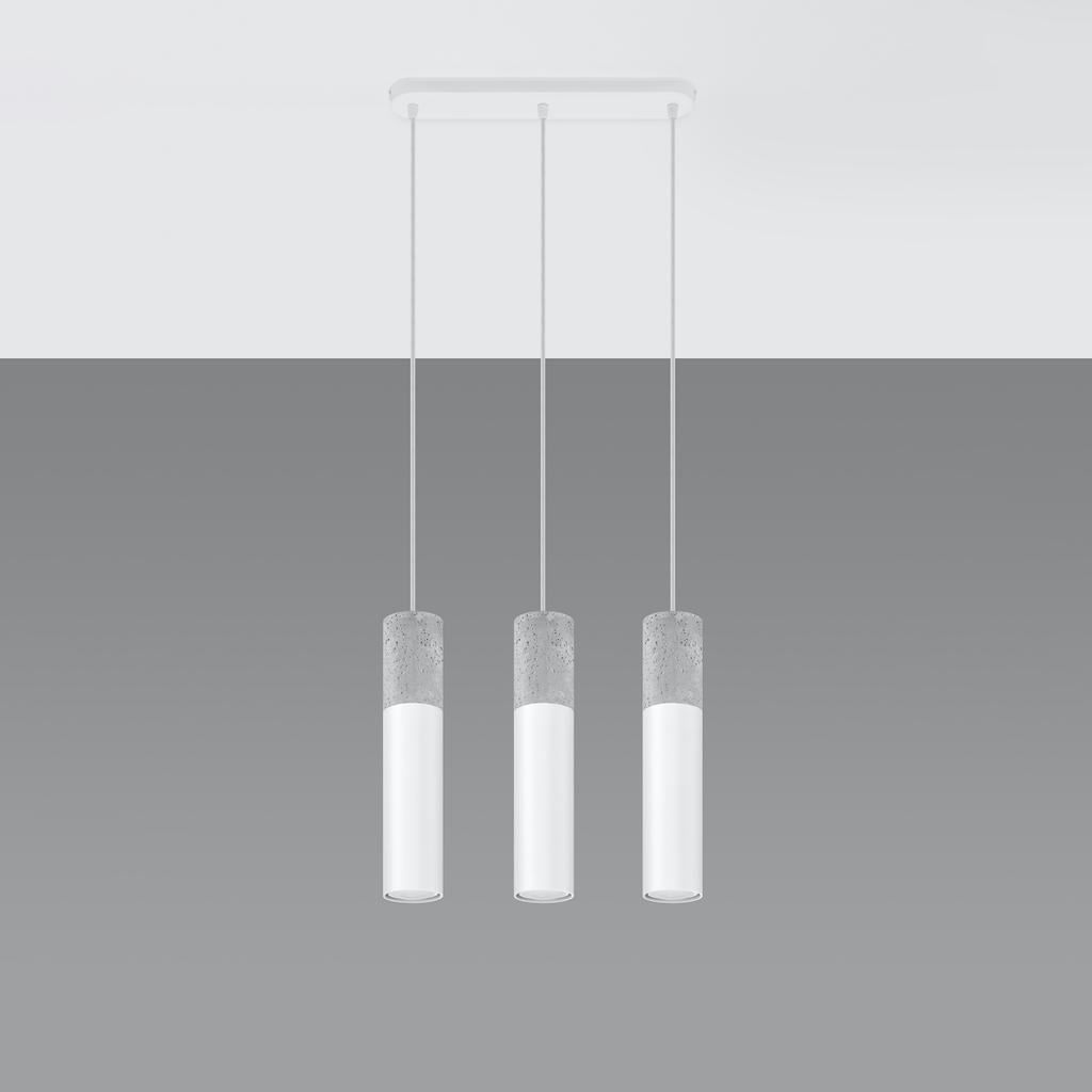 Lampa Wisząca Borigio 3 Gu10 Biały Beton Sollux Sl.0649