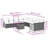 11-teiliges graues Gartensofa-Set mit Kissen Poly-Rattan