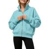Felpa con zip manica lunga colletto alto per ragazza Giacca Sportiva Moda Casual Giovanile Capo Esterno per Uso Quotidiano