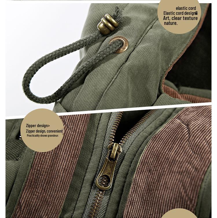 Men's Mid-Length Winter Cotton Coat with Velvet, Multi-Pocket, Thickened, Plus Size - Ideal for Middle-Aged and Elderly