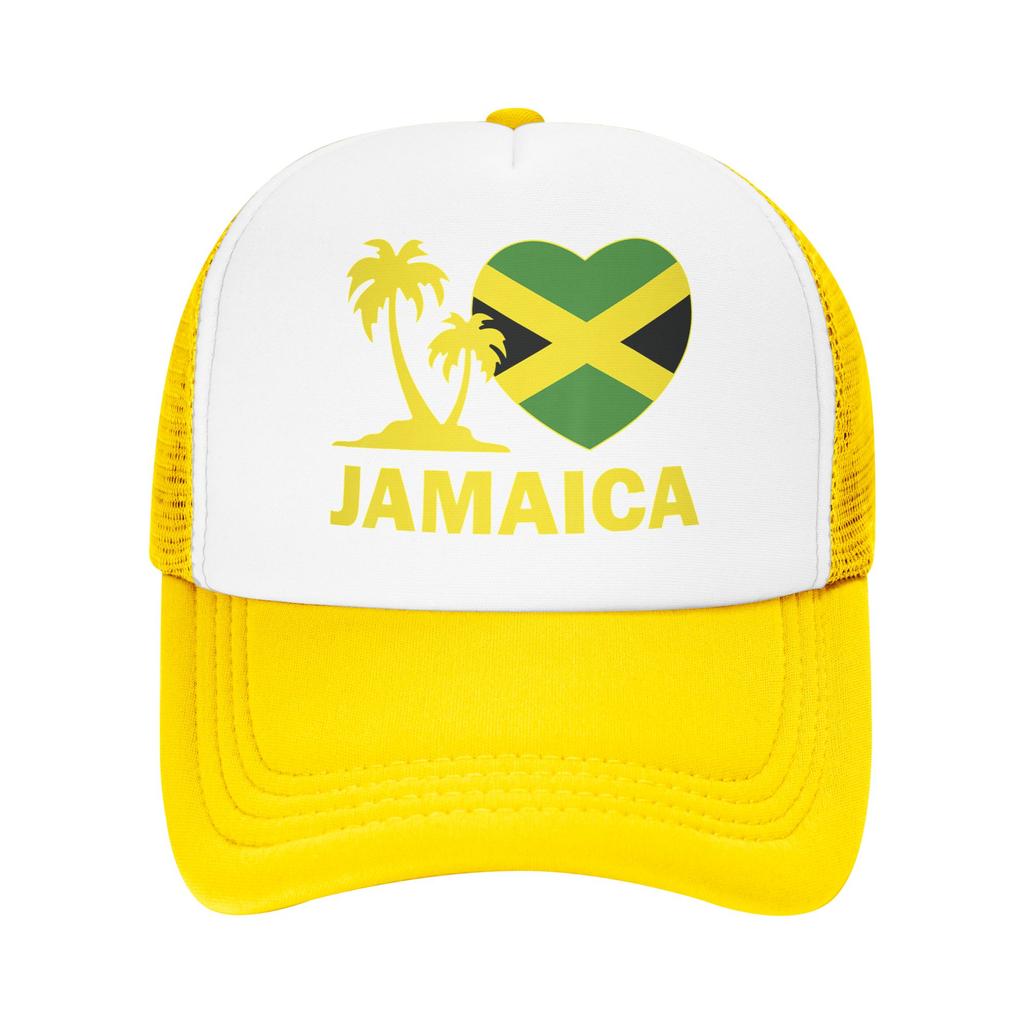 Jamaica I Love Jamaican Flag Trucker Caps Unisex Women Fashion  Hat Trucker Worker Cap Sports Cap Adjustable Mesh Baseball Cap