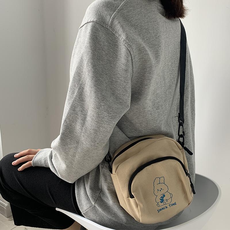 Cute Small Bag Female 2025 New Crossbody Bag Hundred with Cartoon Canvas Bag