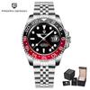 PAGANI DESIGN 40MM Black gray dual tone GMT Mechanical watch Sapphire Ceramic Bezel Automatic Stainless Steel Waterproof Watches