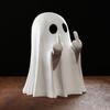 Cute Ghost Statue, Funny Ghost Figurine with Middle Finger, Spooky Middle Finger Ghost Ornament Halloween Decor Indoor, Halloween Decor for Home Gard