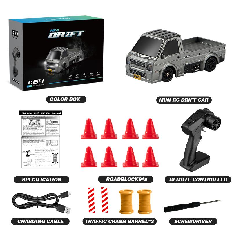 KF20 1:64 RC Drift Car 2.4G High-Speed Racing Car Four-Wheel Mini Desktop Remote Control Car Electric Toy Electric Toy Kids