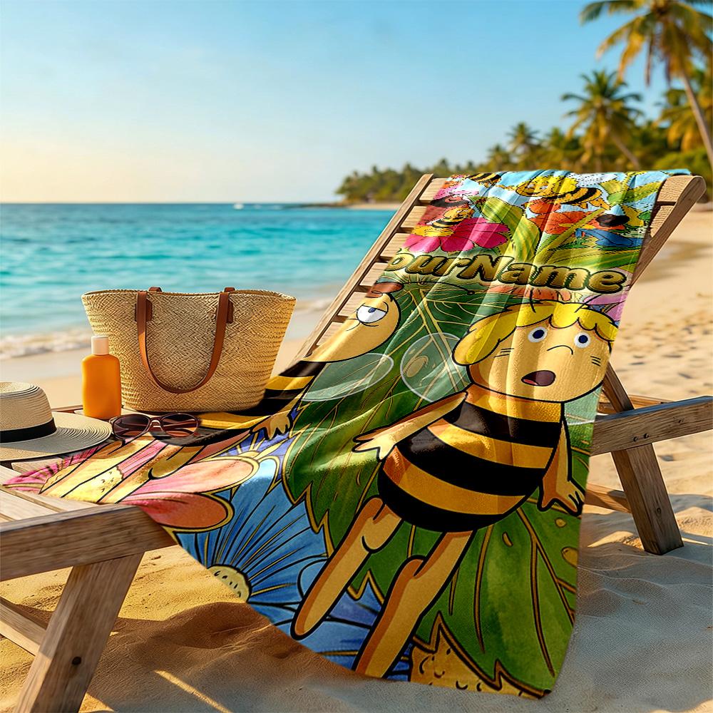 Biene Maja Customize Text Beach Towel Super Soft & Absorbent Suitable for Swimming Gym Camping Yoga Vacation