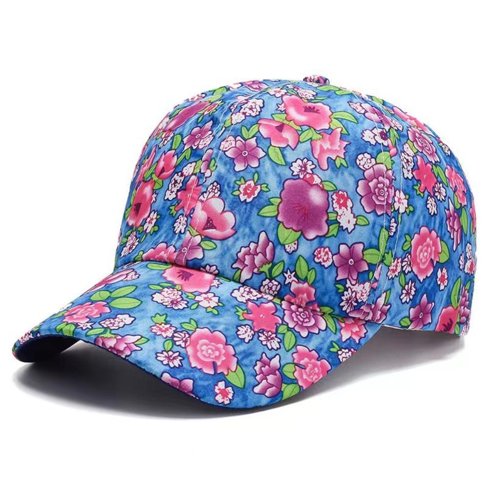 Boné de beisebol de algodão com estampa floral, viseiras elegantes e respiráveis, boné fashion com pala, feminino