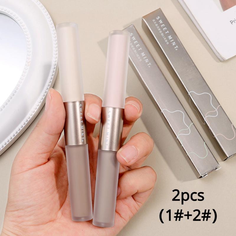 

2 в 1 матовый контурный бронзер-карандаш с двойной головкой, глянцевый серо-коричневый крем для теней для носа, осветляющий хайлайтер для макияжа, косметика