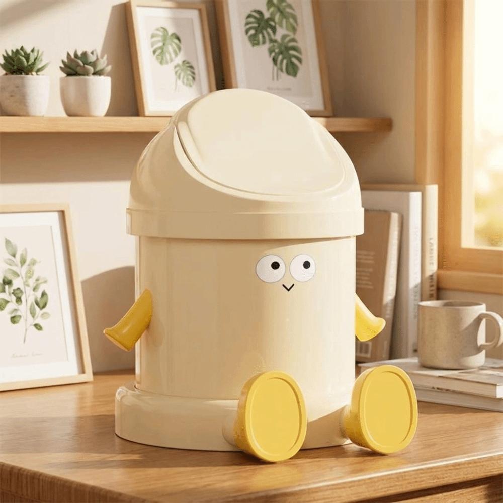 Round Garbage Bin with Lid Storage Bucket Creative Waste Bin  Bedroom