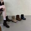 Small Invisible Inner French Vintage Maillard Skinny Boots Women's Side Zipper Short Boots Naked Boots