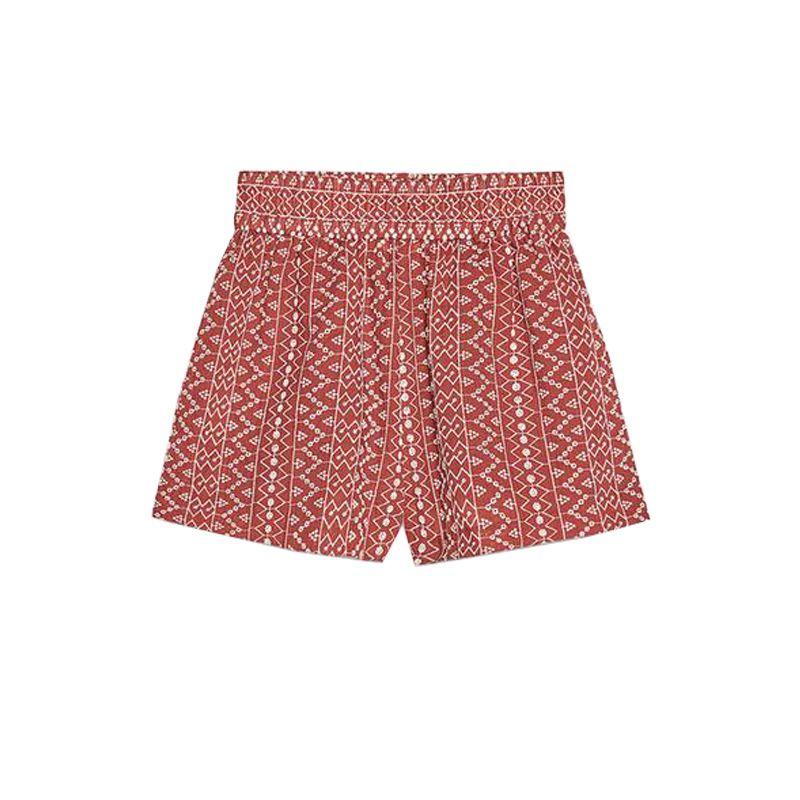 Summer New Product Women clothes European and American Tuyere Pocket Decoration Hollow Embroidery Mid Waist Comfortable Leisure Shorts 8073186