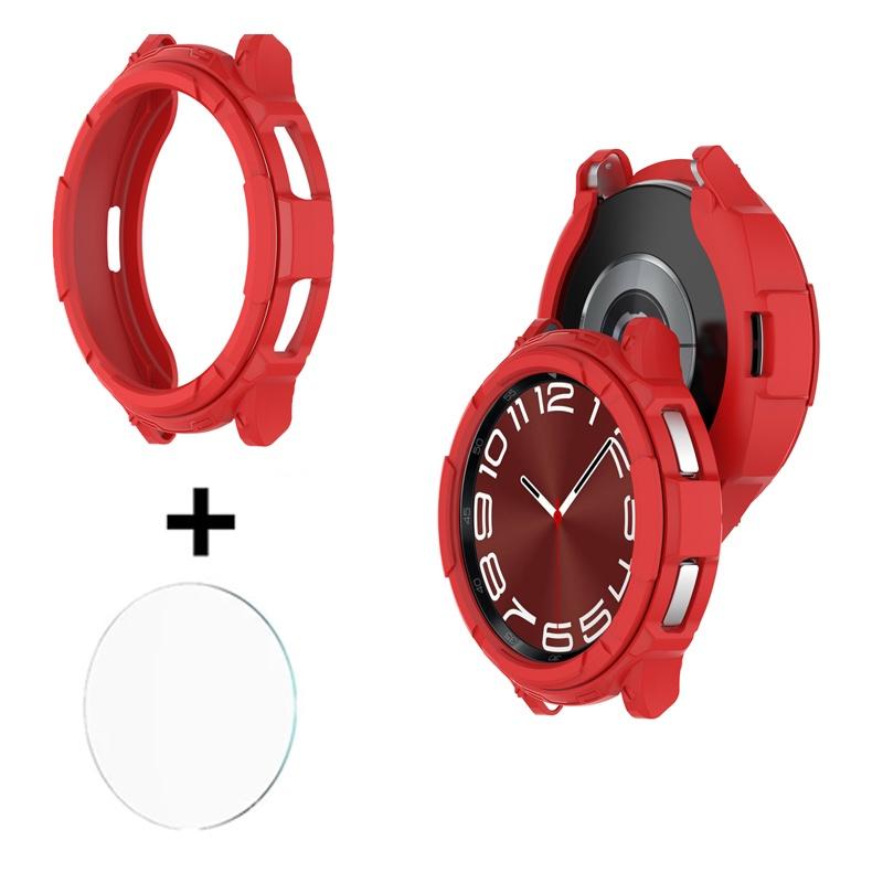 Fodral+härdat glas +ring för Samsung Watch 6 Classic 43mm 47mm TPU-skyddande stötfångare 3-i-1 Watch 6 Classic-tillbehör