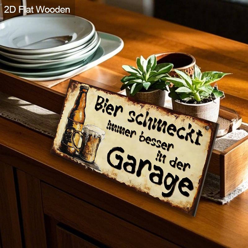 Vintage German Beer Garage Wooden Sign, Retro Bar, Man Cave, Garage & Patio Hanging Plaque, Funny Alcohol-Themed Home Decor Gift for Beer Lovers