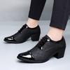 Uomo Tacco Alto Rosso Wingtip Pelle Nera Derby Abito da Sposa Danza Business Formale Scarpe da Ascensore Scarpe Rialzanti Taglie Forti