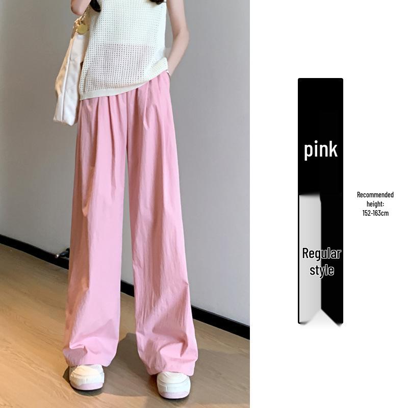 Calças Femininas de Cintura Alta em Seda Gelo 2025 - Verão Fino, Modelador, Casual, Corte Solto
