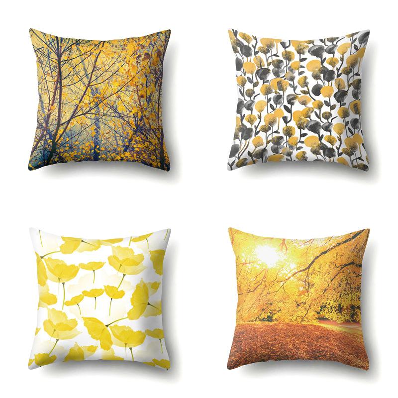 Polyester Kissenbezug Bedruckte Dekoration Sonnenblume Frühling und Herbst Heim Kissenbezug Auto Kissenbezug Nachttisch Kissenbezug